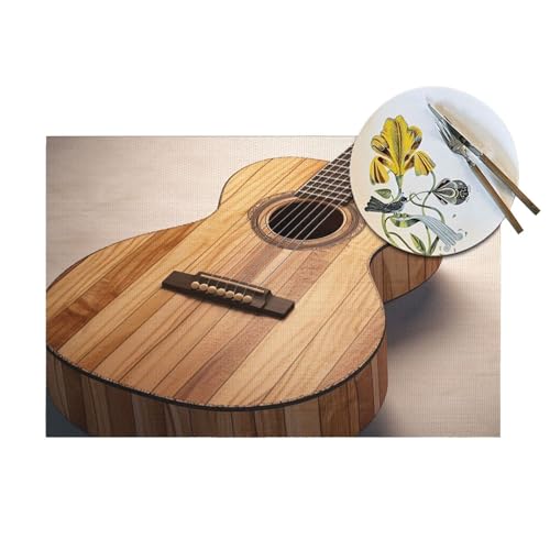 Set de table guitare en PVC lot de 6 résistant à la chaleur 45x30 cm - 6