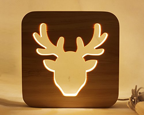 Image of Led Baby Child Nursery Night Light Bedside Home Decor Lamp, Room Decor Night Lights for Kids and Adults, Lamps for Bedroom Living Room 3D Shadow Lamp-Deer