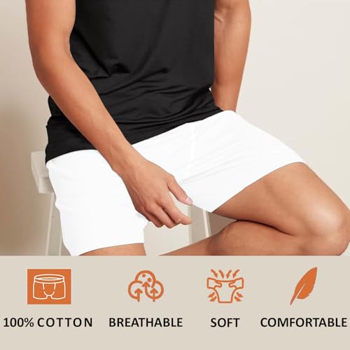 Image of Men's 100% Cotton High Waist Regular Fit Solid Boxer Briefs Innerwear Long Trunks Plus Size Full Underwear