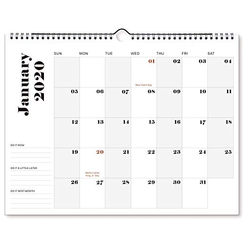 2020 Calendar - Hanging Wall Calendar 2020 with Thick & Sturdy Paper, Perfect for Organizing & Planning, 15 x 11.5 Inches, Wire-Bound