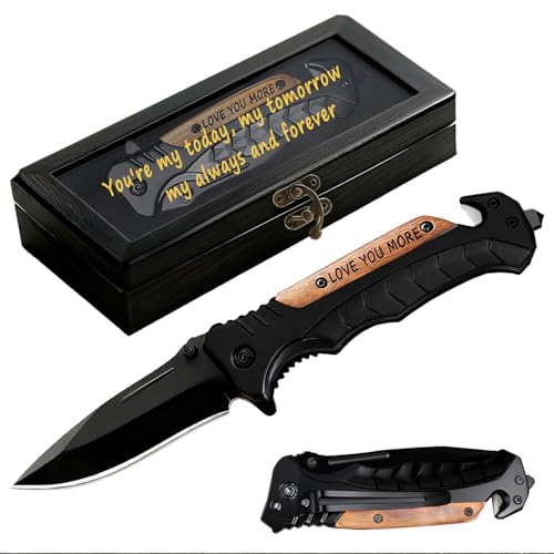 Engraved Pocket Knife with Wooden Box