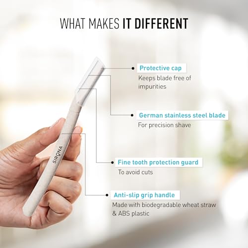 Image of Sirona Reusable Blink & Glow Face Razor for Women - Pack of 2 | Painless Facial Hair Removal | Eyebrow Shaper, Upper Lip, Forehead, Peach Fuzz, Chin, Sideburns & Dermaplaning Tool