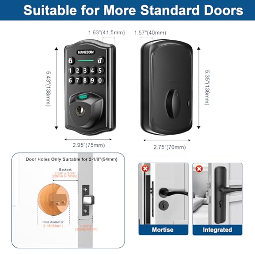 Image of Smart Deadbolt Door Lock with Keypad, Fingerprint Keyless Entry Door Lock, Electronic Keypad Deadbolt for Front Door, Biometric, Anti-Peeping Password, Auto Lock, Easy Installation
