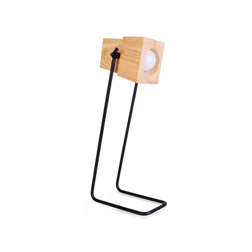 Retro Holz Tischlampe Schwarz Metall Tischleuchte Augenschutz Vintage E27 Arbeitsleuchte Lernlampe Leselampe Schlafzimmer Nachttisch Lampe 18 * 12.5 * 41Cm