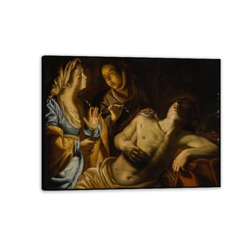 Affiche Artemisia Gentileschi Saint-Sébastian reproduction tableau toile cadre noir