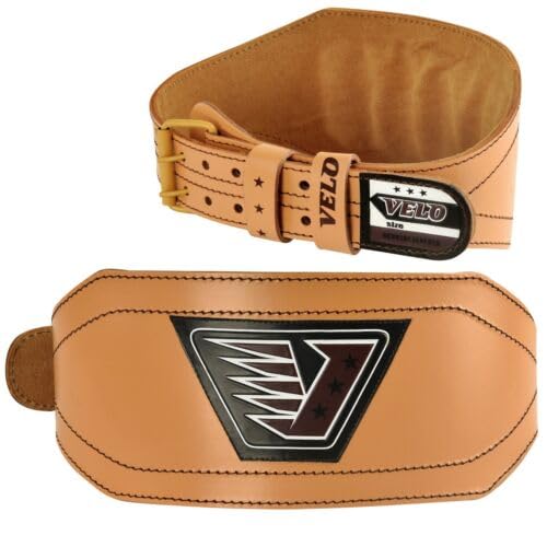 VELO Weight Lifting Belt Men and Women Buffalo Hide Genuine Leather Back Support