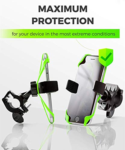 Bike Phone Mount, 360 Rotatable Universal Cellphone Bracket Mountain Bicycle Mount Racks for iPhone 11 X 8 7 Plus Samsung Galaxy S10 S9 S8 S7 Edge, Nexus, Nokia, Motorcycle Bike Accessories (Green) - Thumbnail 4