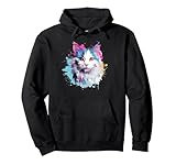 Photo Gallery colorful turco van cat face splash art felpa con cappuccio Photo Gallery colorful turco van cat face splash art felpa con cappuccio