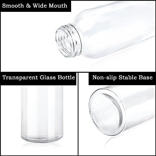 12 Pack Glass Water Bottles, 16oz Clear Glass Bottles with Stainless Steel Lids, Reusable Glass Drink Bottles with Caps for Juicing, Smoothies, Tea, Water, Beverages - Image 4