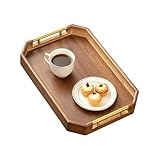 Bandeja De Servir De Madera | Soporte Retro Decorativo con Asa | Bandejas De Madera para Servir Comida | para Sala de Estar, Cocina, Restaurante, Hotel, Oficina, Bar, Comida, Bebida y Desayuno