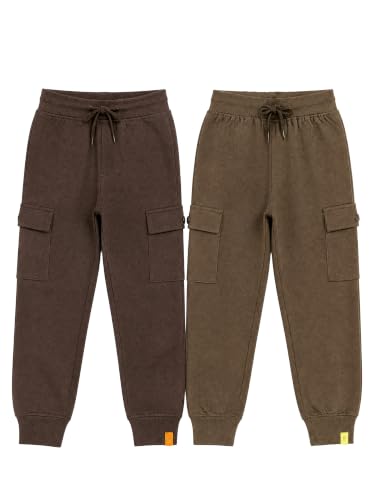 Image of KiddoPanti Boys Cotton Joggers | 100% Cotton Single Jersey | 2 Side Cargo Pockets with Flap | Elasticated Waist Band with Functional Drawcord | Soft & Breathable Track Pants