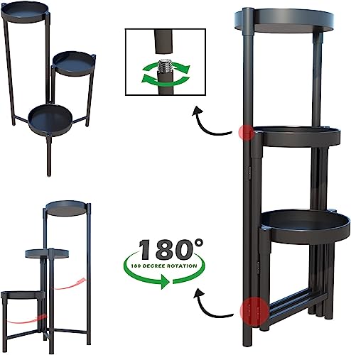 Nadonel Plant Stand Indoor Outdoor 3 Tier Black Metal Flower Holder For Multiple Pots Tall Corner Plant Shelf Rack Tiered Planter Stands Iron Potted Shelves Vertical For Patio, Balcony, Garden #TOP4