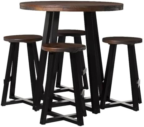 Walker Edison Neiro Rustic Distressed Solid Wood Counter-Height T...