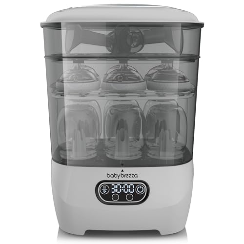 Image of Baby Brezza Bottle Sterilizer and Dryer Advanced – 33% Faster - Largest Capacity Steam Sanitizer - Universal Sterilization Machine for All Bottles + Pump Parts - HEPA Air Filter, Grey
