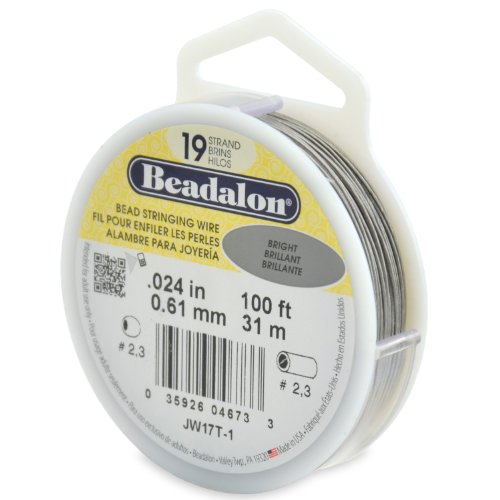 Beadalon Bead Stringing Wire - .024 in / .61 mm, Bright, 100ft / 31m