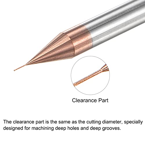 Image of uxcell Square Nose End Mill, 0.2mm Solid Carbide AlTiSin Coated Long Reach CNC Router Bits 2 Flutes Milling Cutter with Extended Neck, 2mm Cutting Length 4mm Shank
