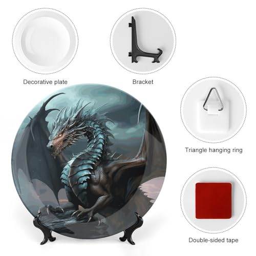 Plato decorativo de porcelana Dragon Hueso 6 pulgadas miniatura 3