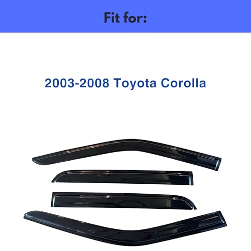 Image of IG Window Visors Fit for 2003-2008 Toyota Corolla, Out-Channel Rain Guards Vent Wind Deflectors 4PC, Car Accessories for 03-08 Corolla