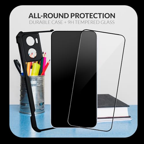 Image of Back Cover Case + Screen Protector for Motorola Moto G06 Power, Dual-Layer Hybrid Protection, 9H Tempered Glass Screen Guard, Transparent & Black