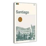 IYQTAGGH Póster de lienzo de viaje a Santiago de Chile, para decoración de pared, pinturas para sala de estar, dormitorio, 30 x 45 cm