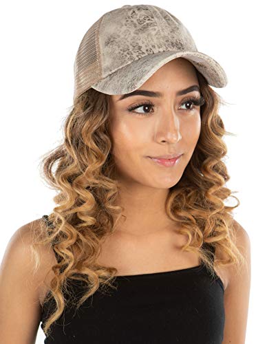 Image of Funky Junque Womens Baseball Cap Dad Hat Ponytail Messy Bun Trucker Ponycap