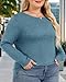 Womens Plus Size Tops Basic Long Sleeve Shirts Crew Neck T Shirt Fall Outfits Loose Fit Casual Blouses (Blue Green, 5XL)