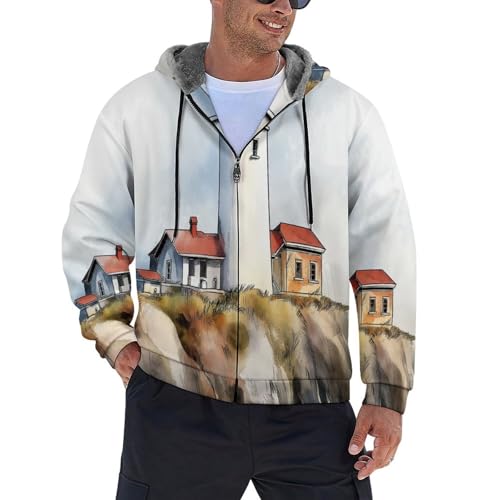 Sudadera Con Capucha Para Hombre Con Forro Polar - Sudadera Con Capucha Y Cremallera Para Adolescentes S-6Xl, Ropa De Abrigo Cálida Y Acogedora Con Bolsillos, Chaqueta Tipo Sudadera Con Cremallera