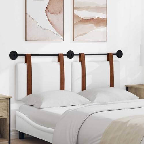 sephironlbb Cabecero colgante blanco de poliuretano antiguo con acolchado suave, 130 x 55 x 5 cm, montaje en pared, diseño rectangular, incluye soporte de metal, ideal para dormitorio y cama doble