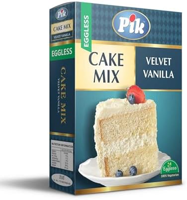 Pik Eggless Cake Mix โ Velvet Vanilla, 250g | Instant Vanilla Cake Premix for Soft, Moist Cakes | No Eggs Required