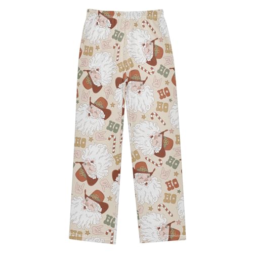 Boys' Pants Christmas Santa Claus Cowboy Hat Long Bottoms Jogger Pants Elastic Waist Trousers with Pockets S-XL