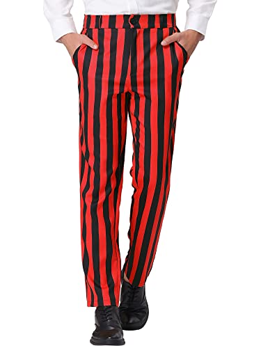 Pantalon de costume skinny Lars Amadeus rayé rouge et noir aux finitions soignées