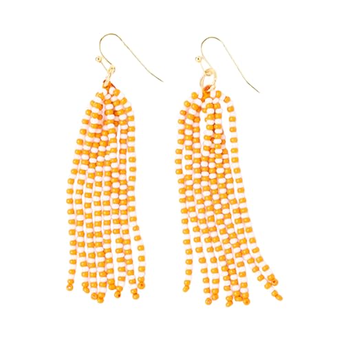 INK + ALLOY Game Day Tassel Seed Bead Earrings – Handcrafted Statement Earrings ready for Gameday! – Lightweight & Bold