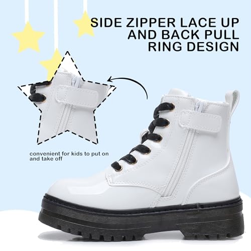 Apakowa Girls Combat Boots Girls Ankle Booties Lace Up With Side Zipper (Toddler/Little Kid/Big Kid)4