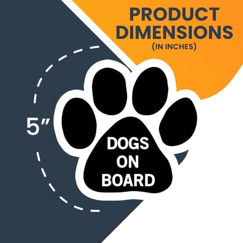 Image of Dogs on Board Pawprint Car Magnet 5 Inch 2 Pack, Dog Lover Gift | Heavy duty magnetic decal for car, truck, SUV or fridge, full color UV printed