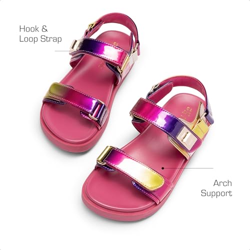 Image of DREAM PAIRS Girls Sandals Casual Open Toe Two Adjustable Strapped Sandals with Hook and Loop for Little Kid /Big Kid