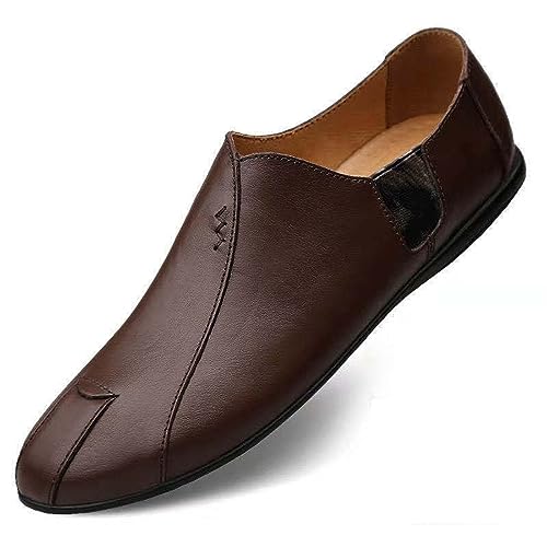 Men's Flat Heel Moccasins Two Wearing Ways Comfortable Slippers Low Top Wear Resistant Formal Loafers Leather Lined Soft Sole Walking Dress Shoes