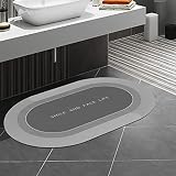 comfoyar Super Saugfähig Badematte rutschfest, Badvorleger Schnelltrocknend Saugfähig, Einfach zu Säubern, Badteppich für Badewanne, Waschbecken (40x60cm, Oval Grau)