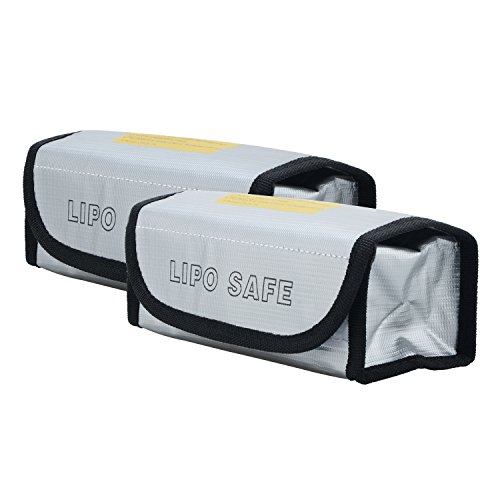 Preisvergleich Produktbild Moobom 2pcs feuerfeste explosionssichere Lipo-Batterie-sicherer Beutel Aufladenschutz-Speicher-Sack,Silber