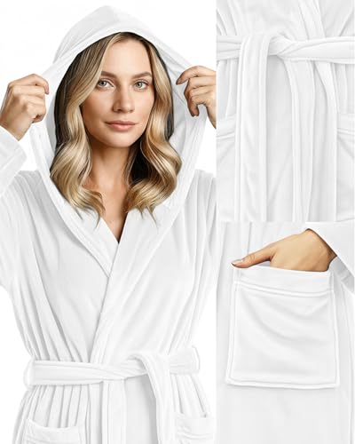 Image of Premium Ultra Soft Robes for Women with Hood Plush Fleece Long Bathrobe