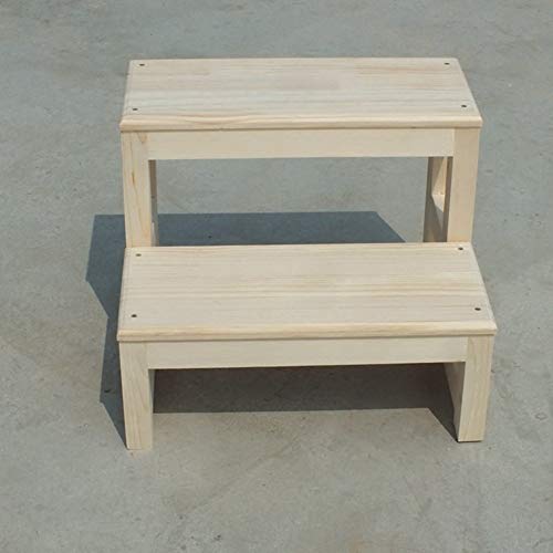 Taburete de escalada para interiores con base de madera maciza y doble peldaño 5