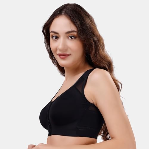Image of SOIE Women Front Closure Full Coverage Non Padded Non Wired Posture Correction Bra