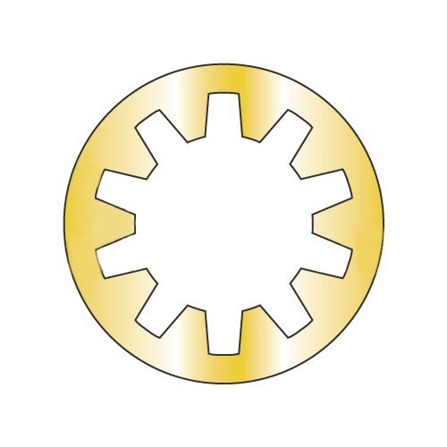 #2 Internal Tooth Lock Washers/Steel/Zinc Yellow/Outer Diameter: .175" - .200" / Thickness Range : .010" - .016" (Carton: 10,000 pcs)
