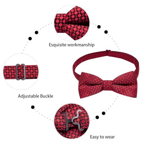 Image of Dubulle Mens Paisley Striped Bowtie Set Pre-tied Bowtie for Men and Pocket Square Set Wedding Business