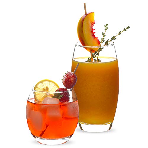 LAV Drinking Glasses Set of 12 - Clear Glass Tumbler and Highball Glasses Set - Complete Glassware Set for Drinking