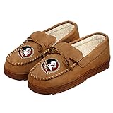 NCAA Florida State Seminoles Mens College Team Logo Moccasin Slippers, Tan, Small (7-8)