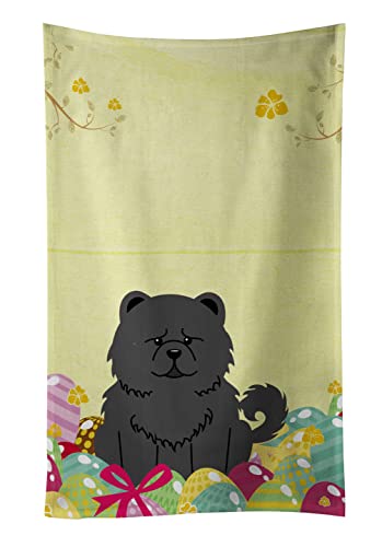 Caroline's Treasures BB6143KTWL Easter Eggs Chow Chow Black Kitchen Towel Dish Cloths Guest Hand Towel Decorative Bathroom Towel for Face,Tea, Dishcloth, Kitchen and Bath