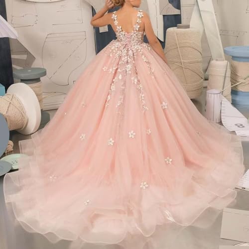 Flower Girl Dress Lace Appliques Pageant Dress for Girls Tulle First Communion Dresses Party Ball Gown2