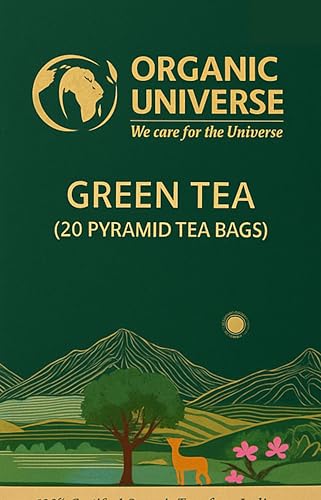 Image of ORGANIC UNIVERSE Organic Green Tea Whole Leaf Tea | 20 Pyramid Tea Bags | Aromatic Flavours | 100% Organic Ingredients