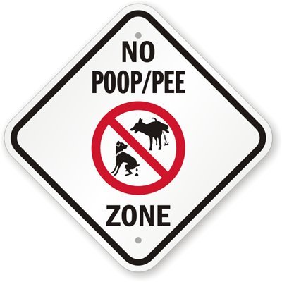 SmartSign 12 x 12 inch “No Poop/Pee Zone” Metal Sign with Dog Symbol, 63 mil Laminated Rustproof Aluminum, Red, Black and White