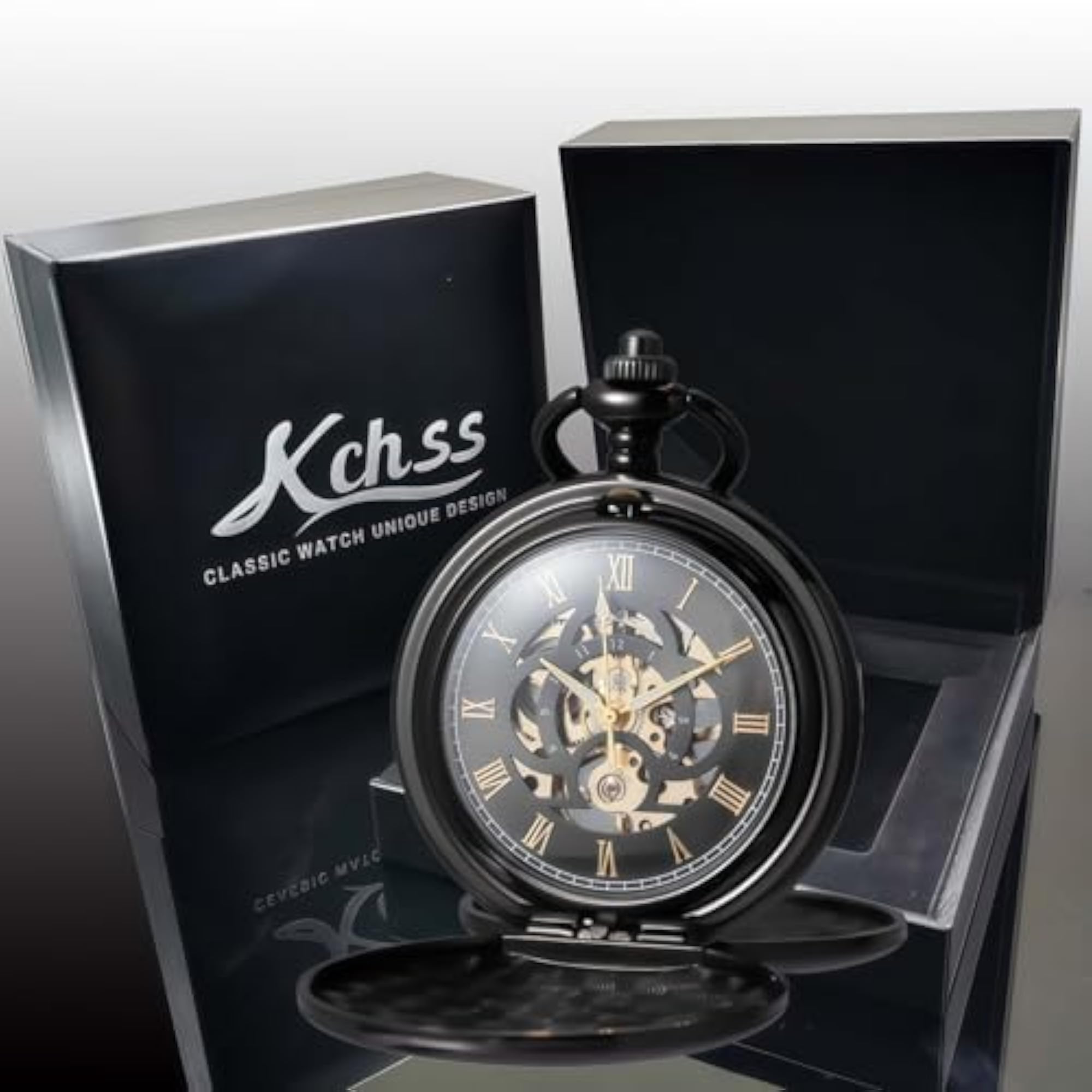 Mechanical Pocket Watch with Chain, Retro Design for Men & Women
